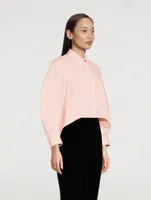 Poplin Cotton Cocoon-Sleeve Shirt