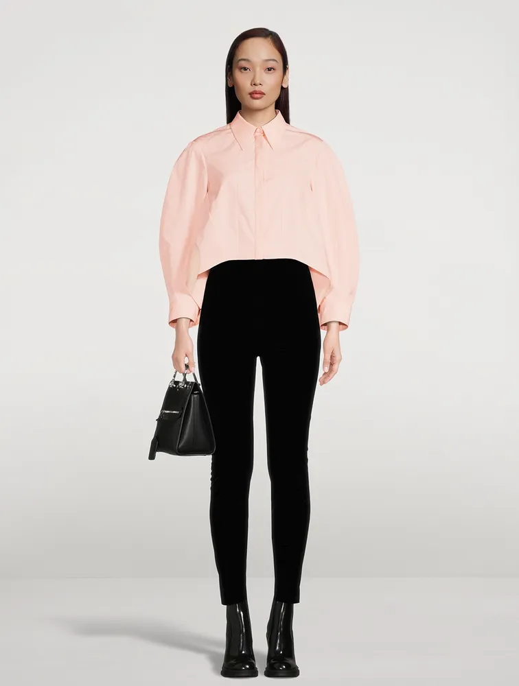 Poplin Cotton Cocoon-Sleeve Shirt