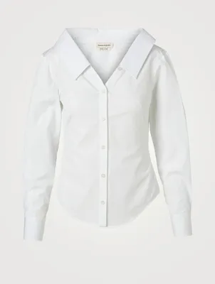 Cotton Poplin Off-Shoulder Collar Shirt
