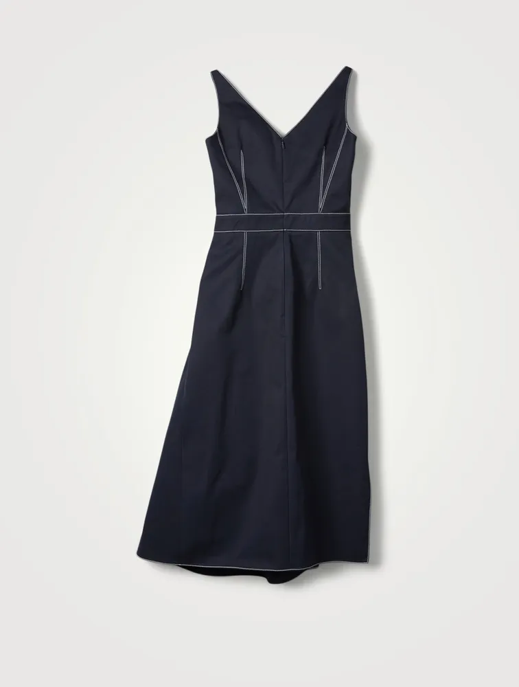 Cotton Gabardine Sleeveless Midi Dress