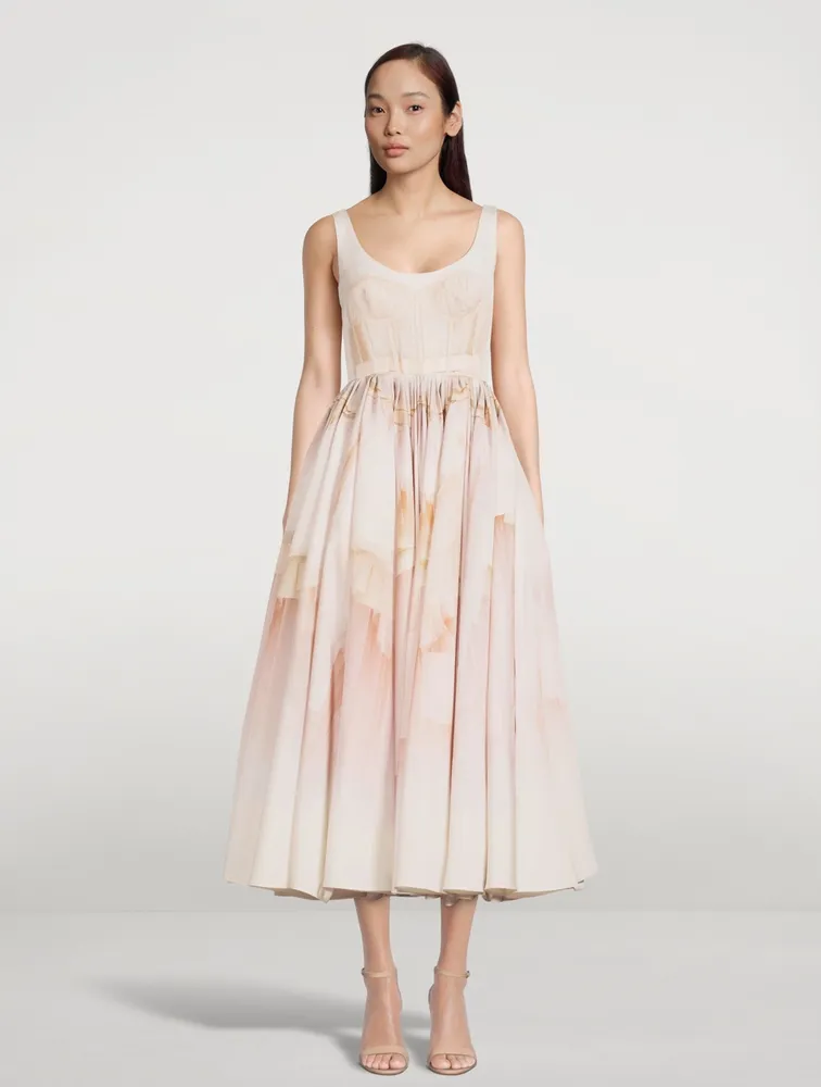 Tulle Toile Draped Midi Dress