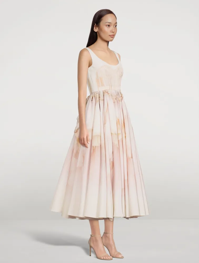 Tulle Toile Draped Midi Dress