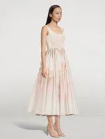 Tulle Toile Draped Midi Dress