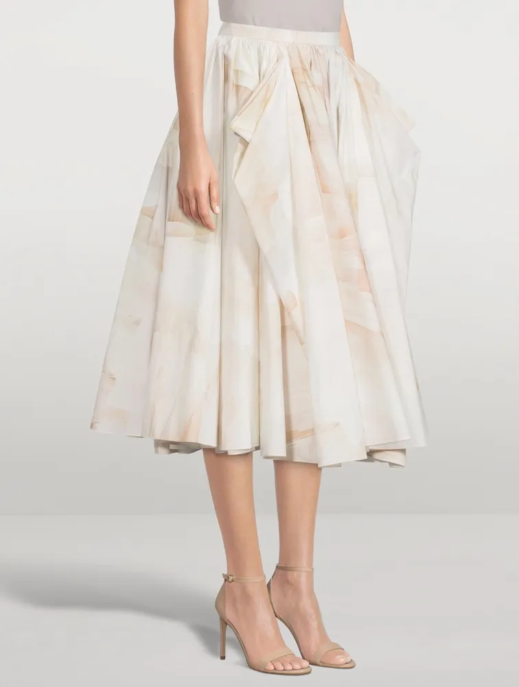 Tulle Toile Draped Midi Skirt