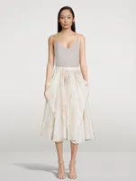 Tulle Toile Draped Midi Skirt