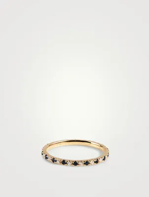 14K Gold Eternity Ring With Diamonds And Sapphire