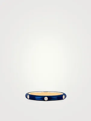 14K Gold Enamel Stacking Ring With Diamonds