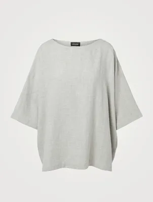 Linen-Blend Long Tunic Top