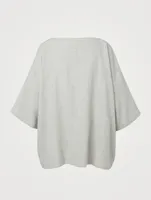 Linen-Blend Long Tunic Top