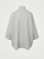 Sloped Shoulder Jacket With Double Stand Collar