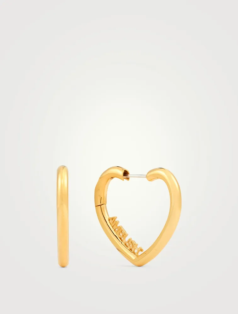Mini 18K Goldplated Heart Hoop Earrings