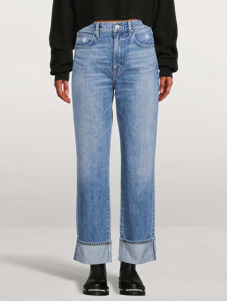 London High-Waisted Straight Ankle Jeans