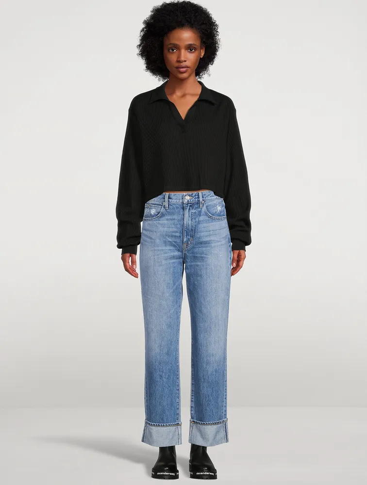 London High-Waisted Straight Ankle Jeans