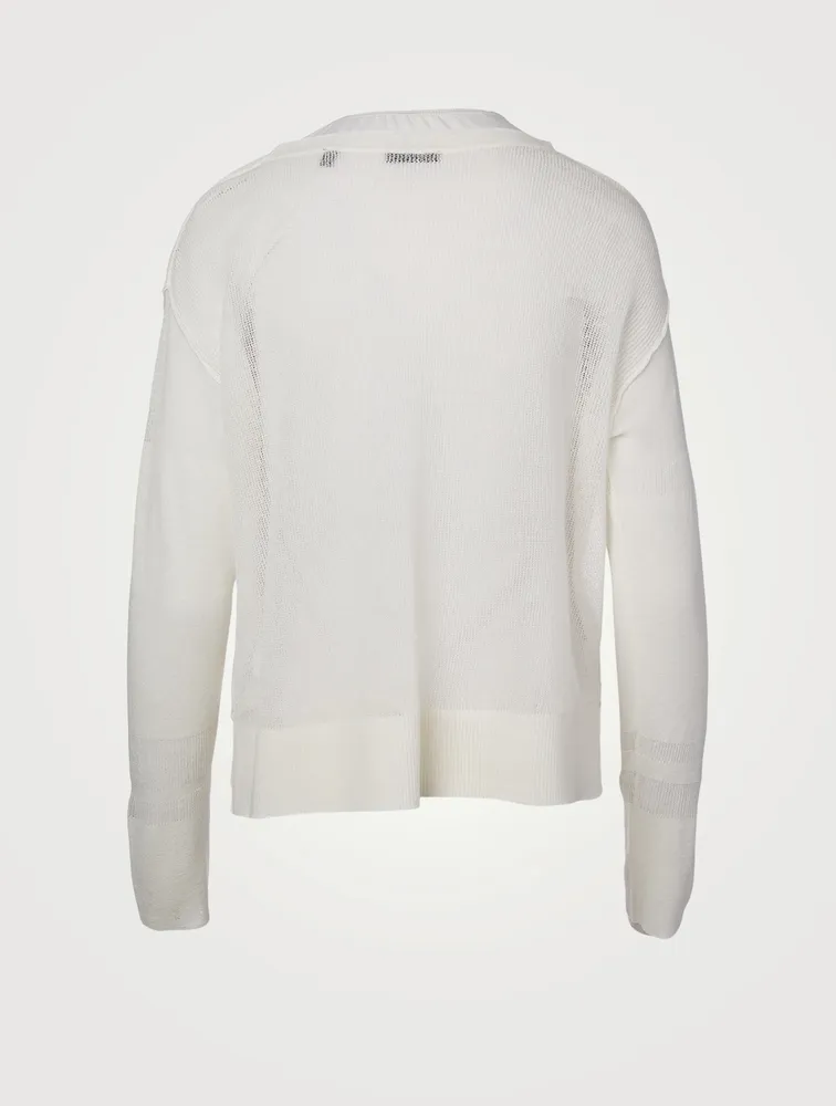 Linen-Blend Gauze Sweater