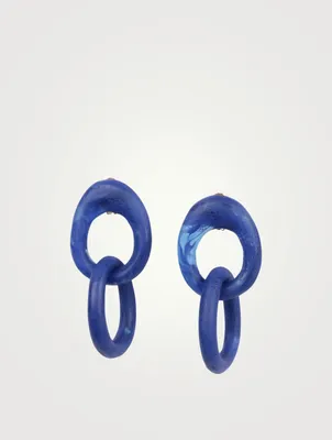 Rock Chain Resin Clip Drop Earrings