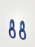 Rock Chain Resin Clip Drop Earrings