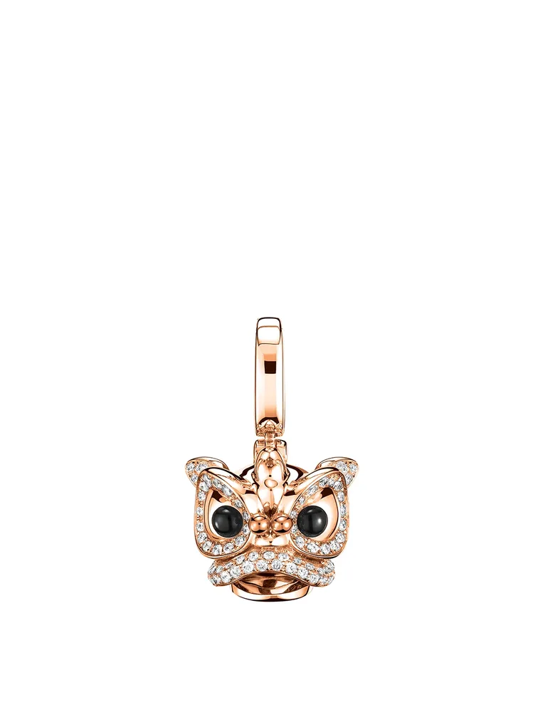 Small Xi Xi 18K Rose Gold Pendant With Diamonds And Onyx