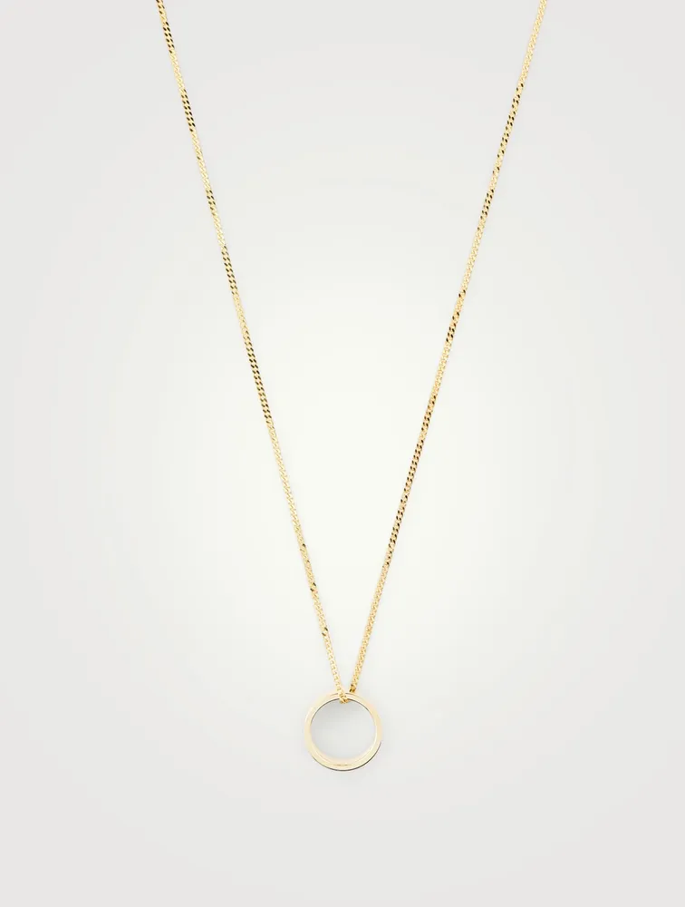 Minimal Logo Pendant Ring Necklace