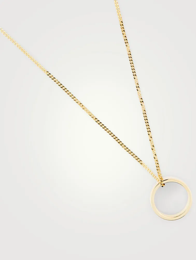 Minimal Logo Pendant Ring Necklace