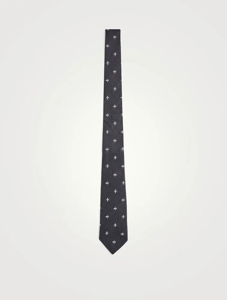 Silk Tie In Aeroplanes Print