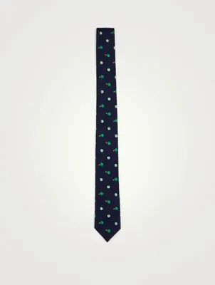 Silk Tie In Apples Print