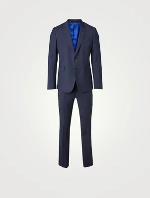 Wool Slim-Fit Two-Piece Suit Check Print