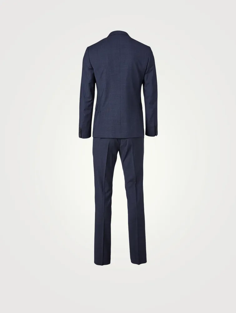 Wool Slim-Fit Two-Piece Suit Check Print