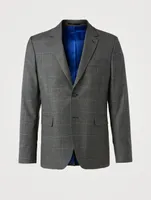 Wool Two-Button Jacket Windowpane Print