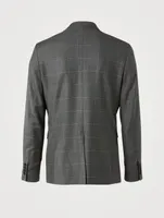Wool Two-Button Jacket Windowpane Print