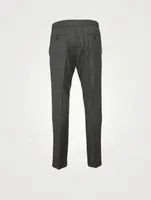 Wool Drawstring Pants Windowpane Print