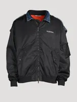 Nylon And Denim Bomber Jacket
