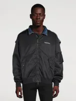 Nylon And Denim Bomber Jacket