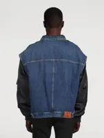 Nylon And Denim Bomber Jacket