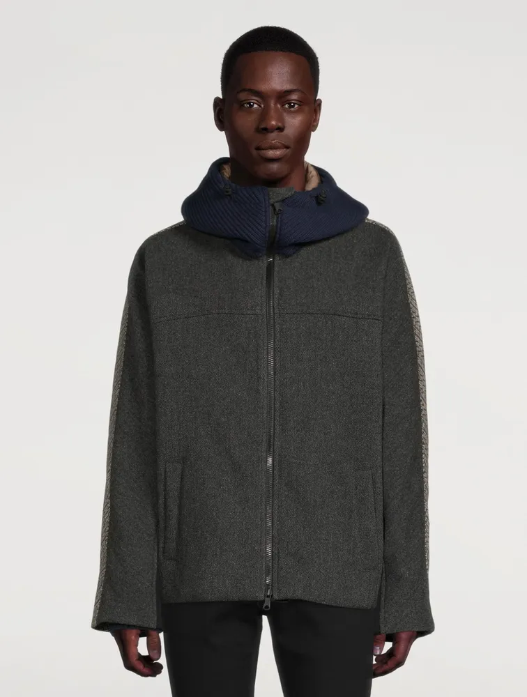 Wool-Blend Zip Blouson Jacket