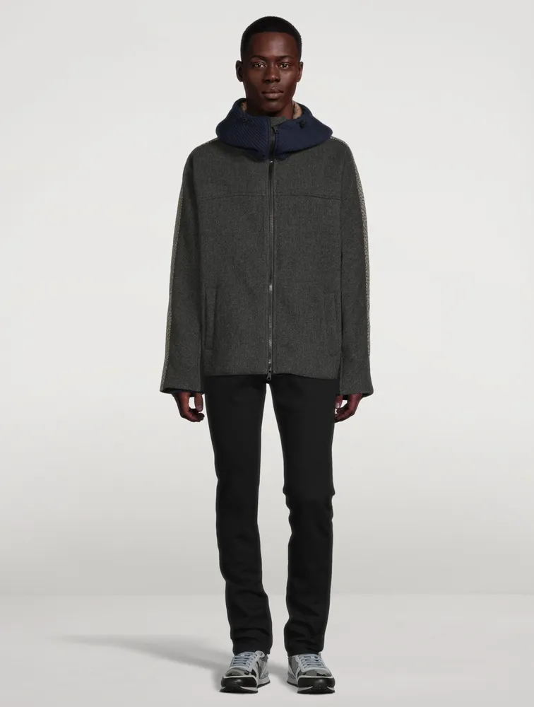 Wool-Blend Zip Blouson Jacket