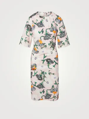 Cotton Midi Dress Floral Print
