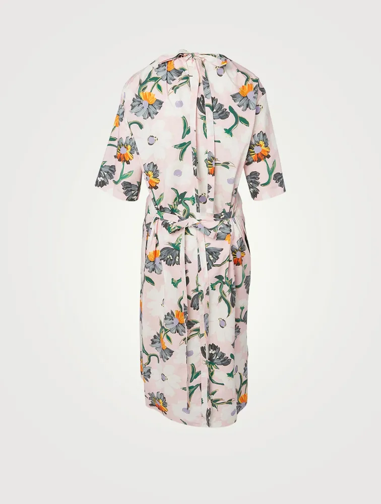Cotton Midi Dress Floral Print