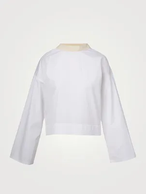 Mockneck Flared-Sleeve Shirt