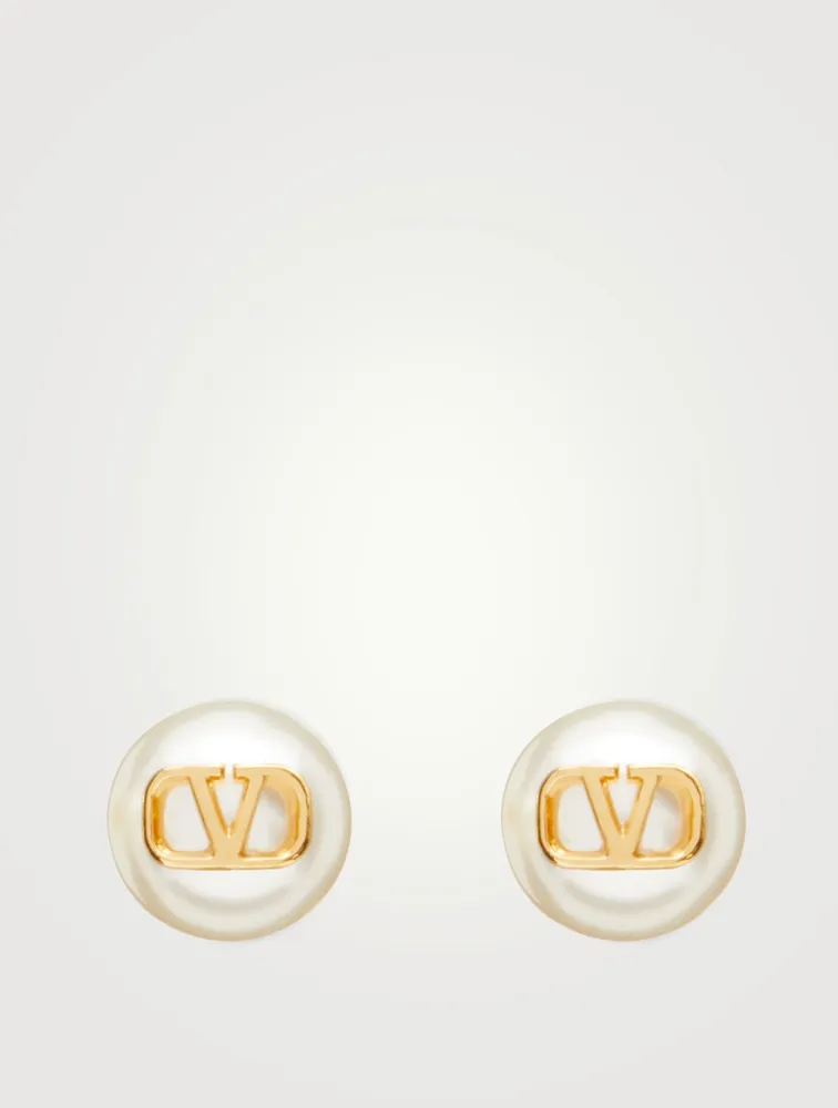 VLOGO Signature Faux Pearl Stud Earrings