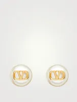 VLOGO Signature Faux Pearl Stud Earrings