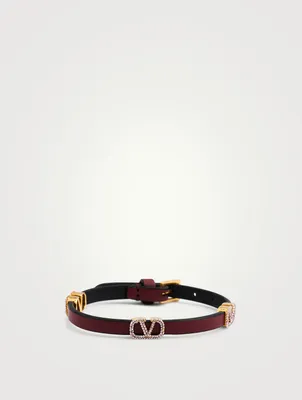 VLOGO Leather Bracelet With Crystals