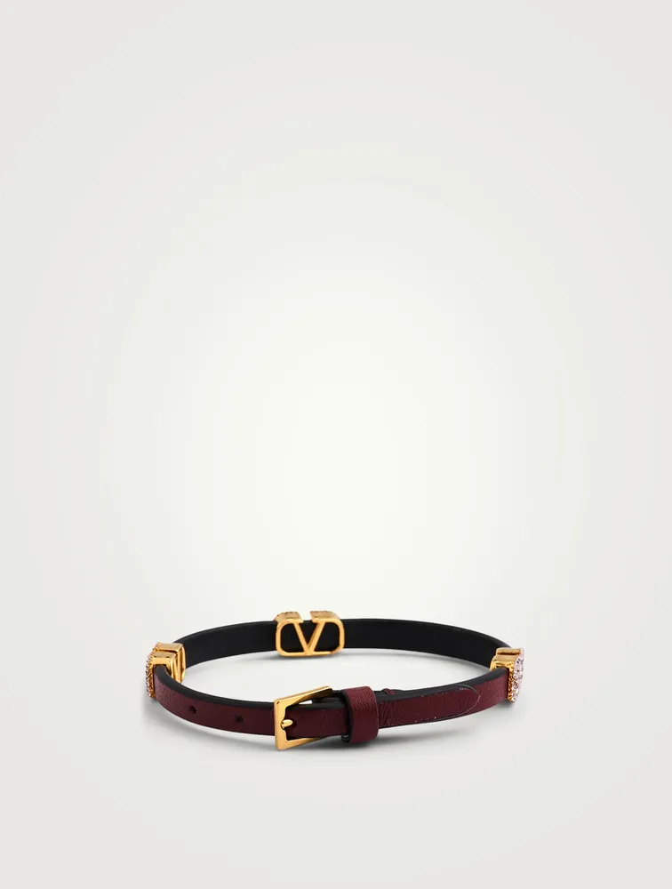 VLOGO Leather Bracelet With Crystals