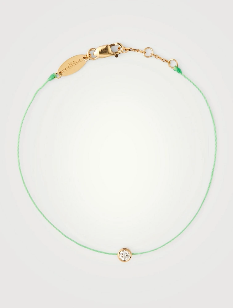 Pure 18K Gold String Bracelet With Diamond