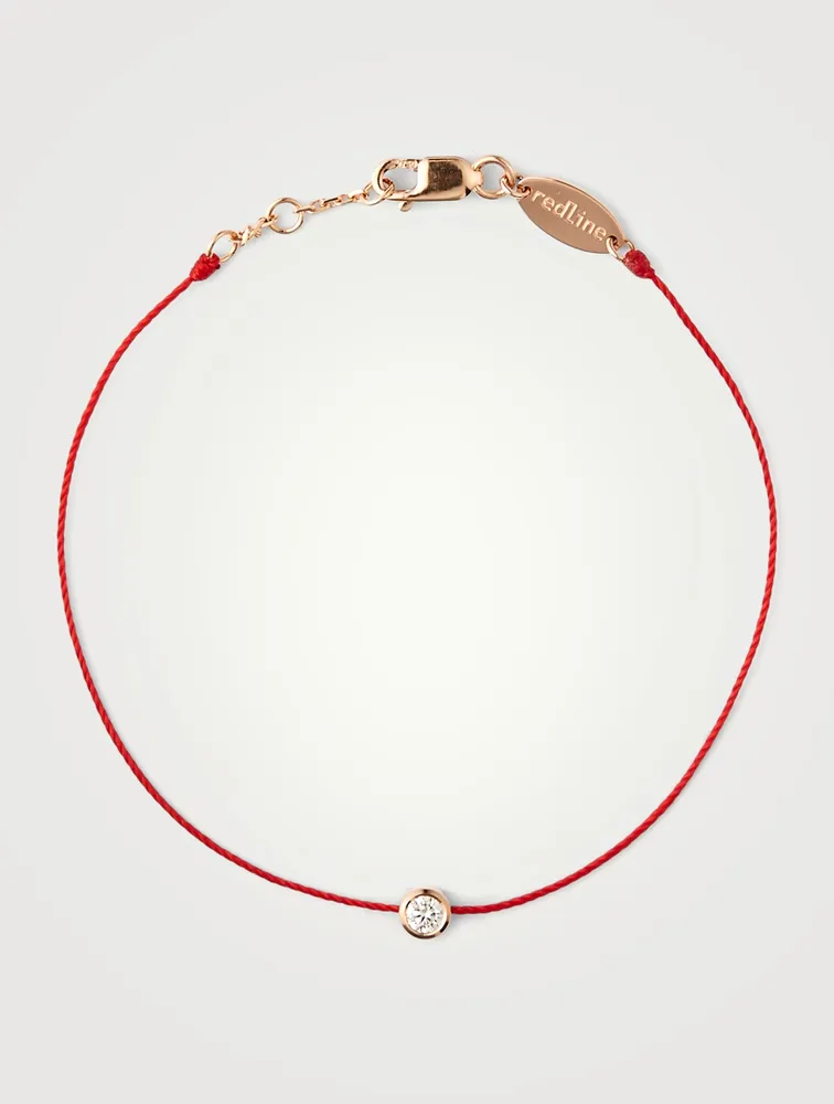 Pure 18K Rose Gold String Bracelet With Diamond