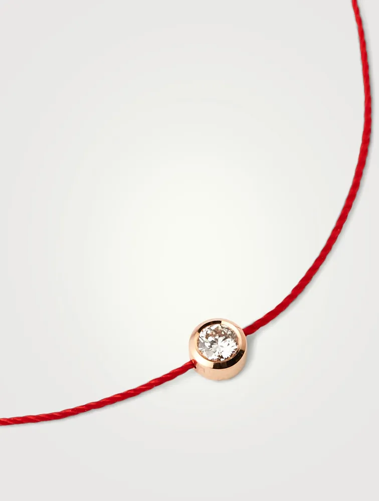 Pure 18K Rose Gold String Bracelet With Diamond