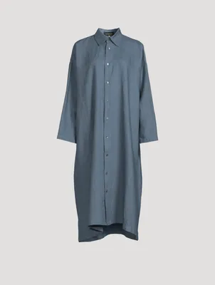 Linen Long-Sleeve Shirt Dress