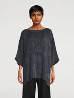 Linen-Blend Pleated T-Shirt