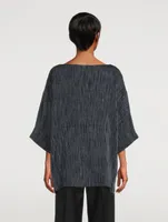 Linen-Blend Pleated T-Shirt