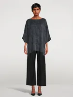 Linen-Blend Pleated T-Shirt