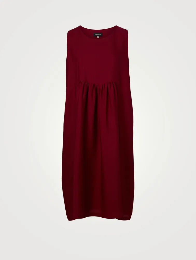 Silk Sleeveless Dress With Pleated Panels